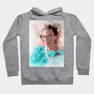 Ruth Bader Ginsburg Smiling Portrait Watercolor E Hoodie